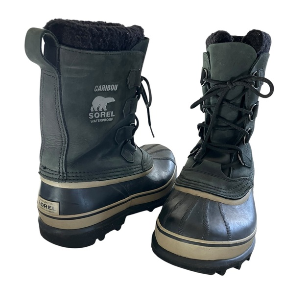 Sorel HD Nubuck Waterproof Caribou Boots Black and Tusk Mens 9 - Picture 3 of 13